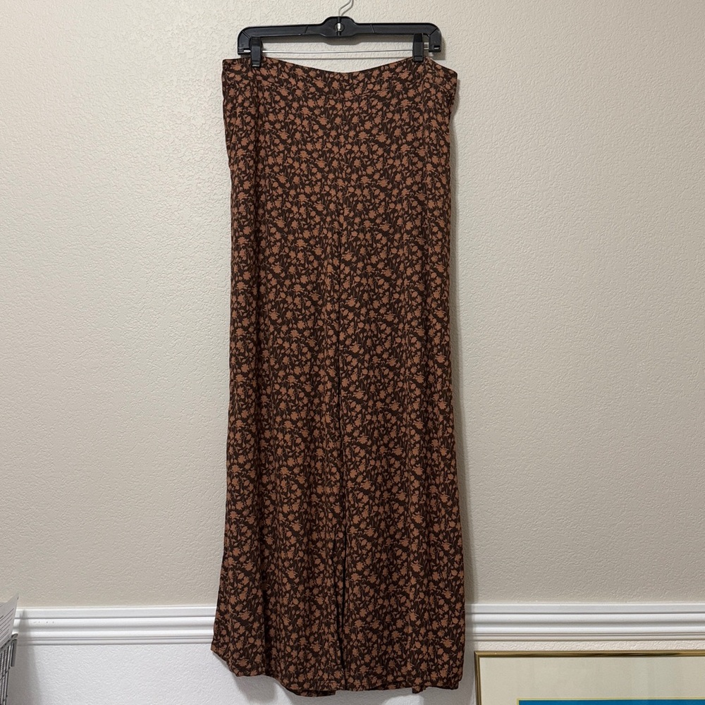 Floral Brown Wide Leg Pants